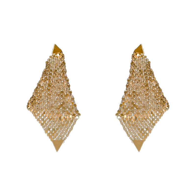 Silver Needle Triangle Sequins Irregular Earrings