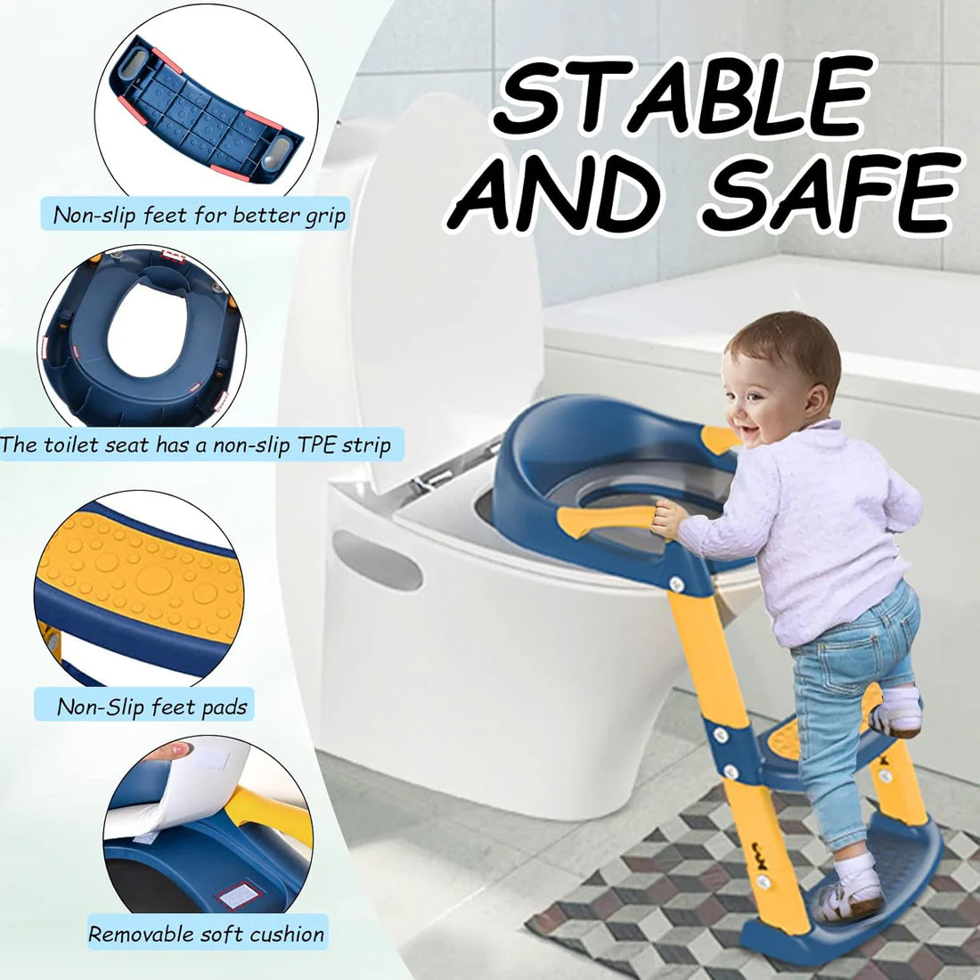 SafeSteps™ Premium Toddler Potty Training Ladder Seat – Stable, Foldable Design