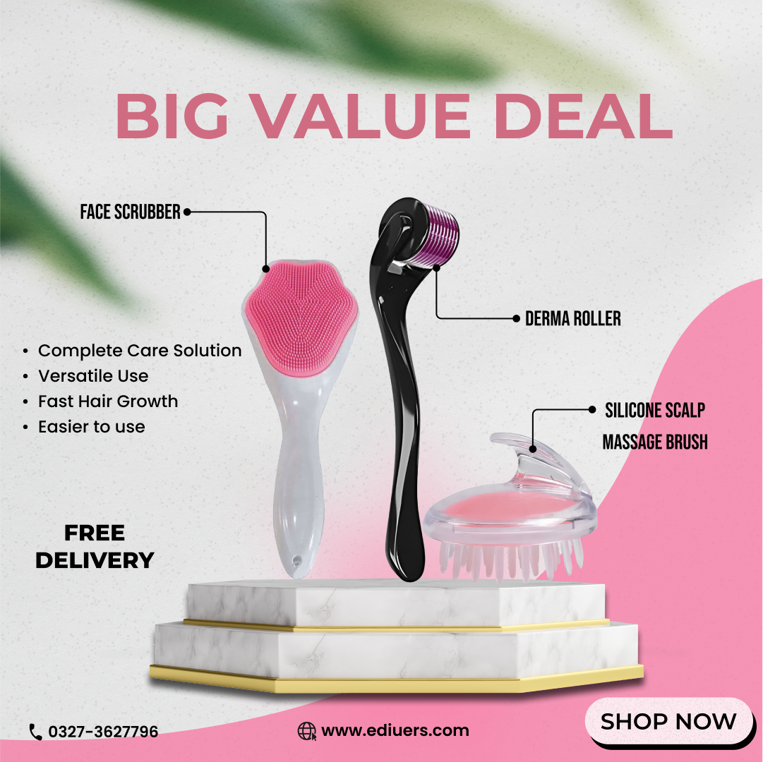 1 DERMA ROLLER + 1 SILICON FACE CLEANER + SCALP MASSGE(Free Delivery)