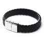Vintage Men Leather Wristband Braided Magnetic Clasp Bracelet Bangle